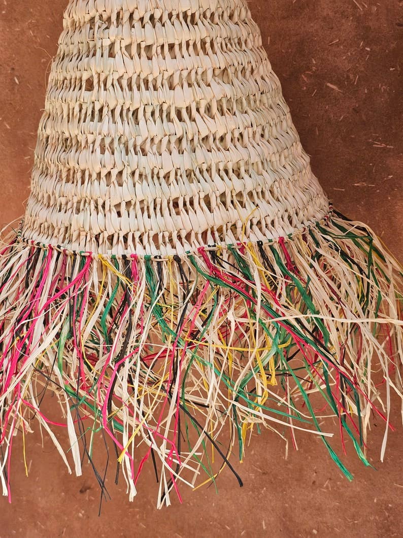 Melecraft - Venta al por mayor Lámpara de araña y colgante - Lámpara colgante marroquí de paja con flecos multicolores4