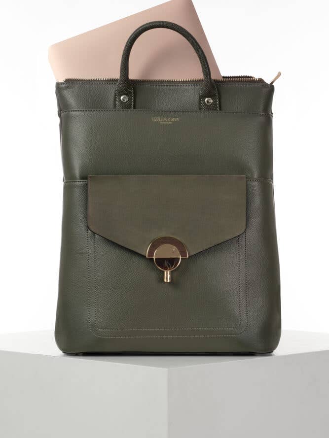 Zaino per laptop Sally Khaki per la vendita all'ingrosso da parte di Luella Grey London