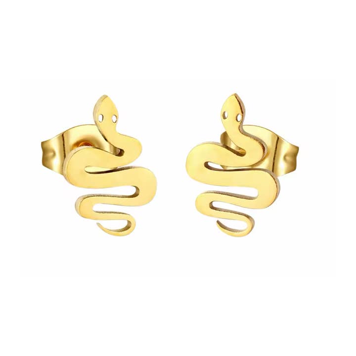 Snake gold stud earrings for wholesale by soch and co