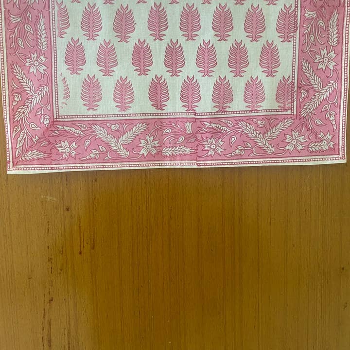 Taffy Pink Print Indian Hand Block Floral Print Table Runner for wholesale by Fabricrush