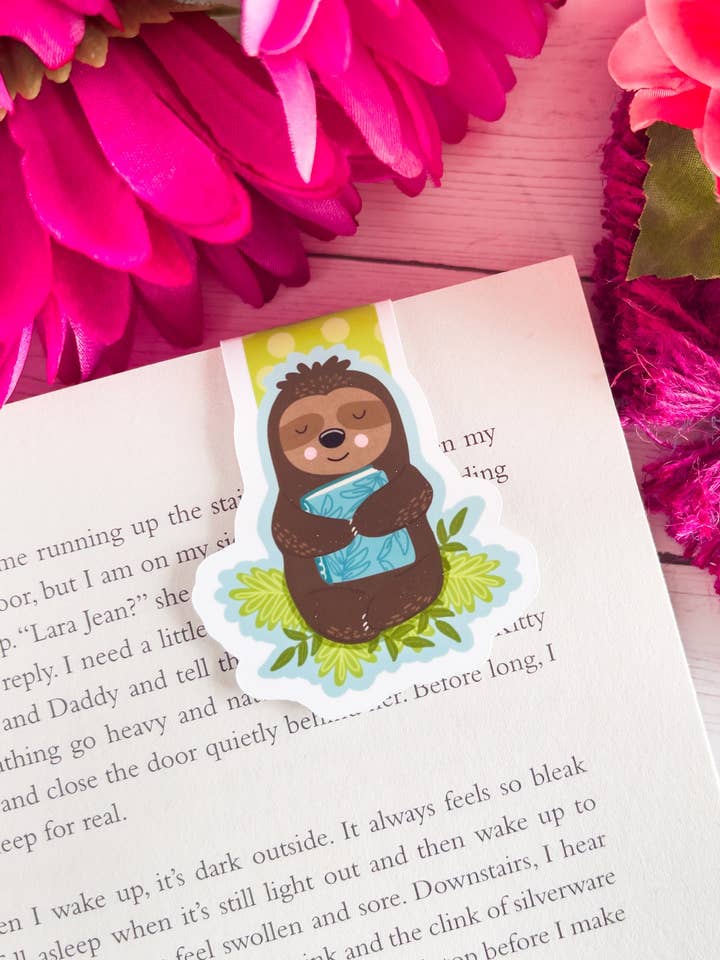 Reading Sloth Magnetic Bookmark for wholesale by Emily Cromwell Designs
