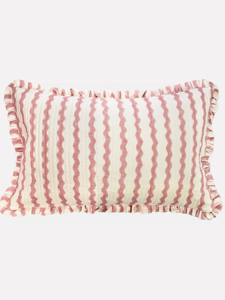 Cotton Quilted Frill Cushion | Ripple | Ice Cream | Medium for wholesale by YONDER.