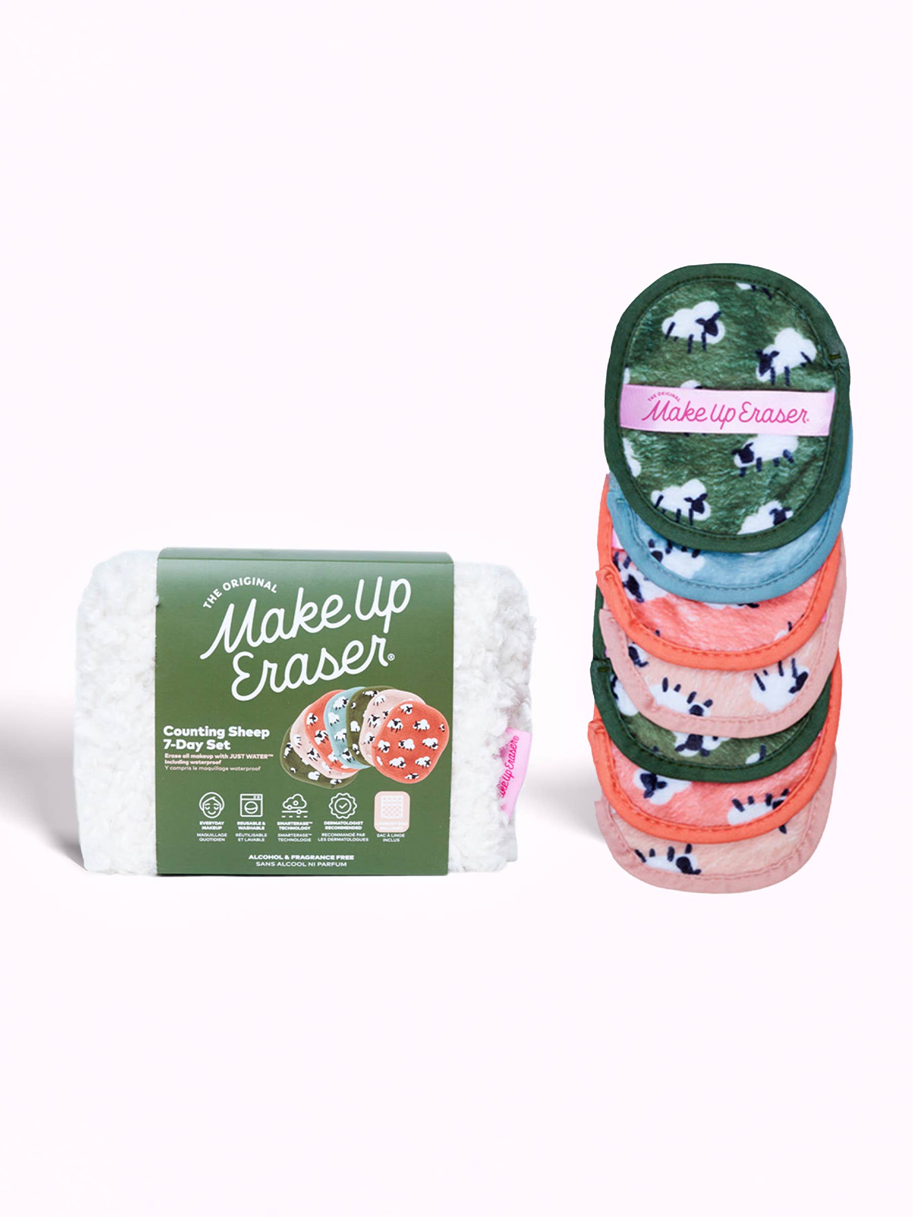 The Original MakeUp Eraser – Removedor de maquilhagem por atacado – Kit Presente Contando Ovelhas com 7 Lenços Diários e Nécessaire1