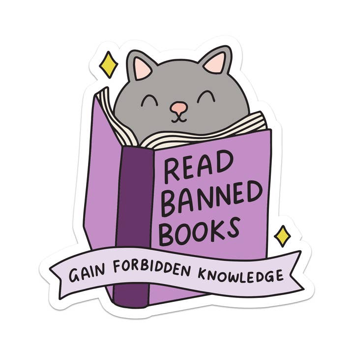 Read Banned Books, Gain Forbidden Knowledge Vinyl Sticker for wholesale by Mouthy Broad