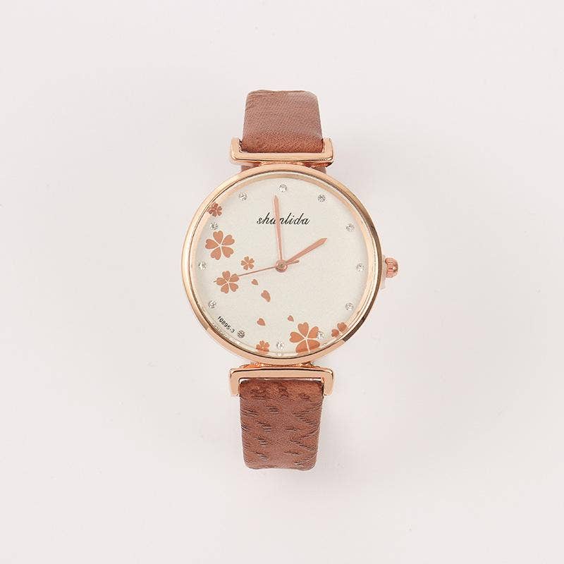 WoodWristCo - Vente Montre – femme - Montre femme classique rétro à bracelet en cuir2