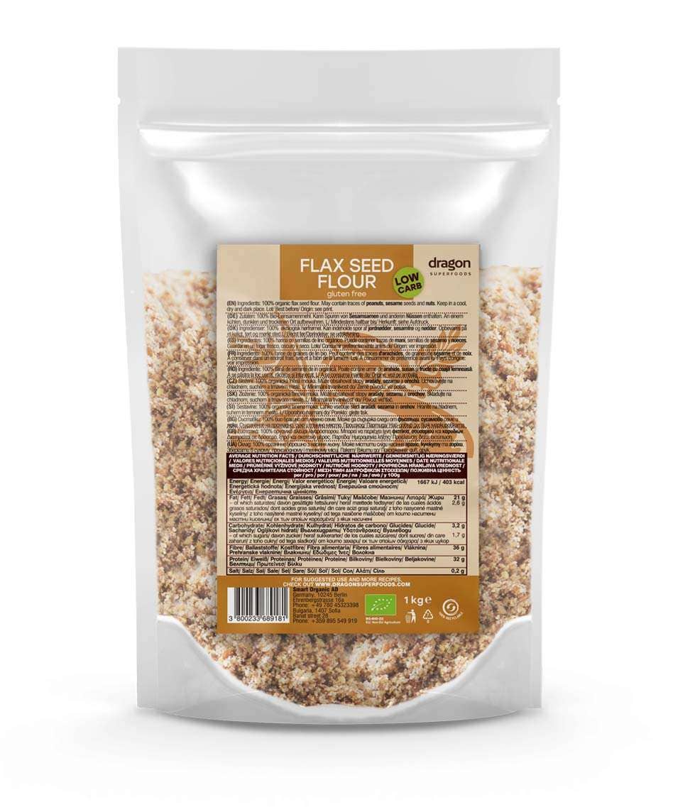 Smart Organic - Wholesale Flour - Flaxseed Flour, Bio, Dragon Superfoods, 200g/1kg4