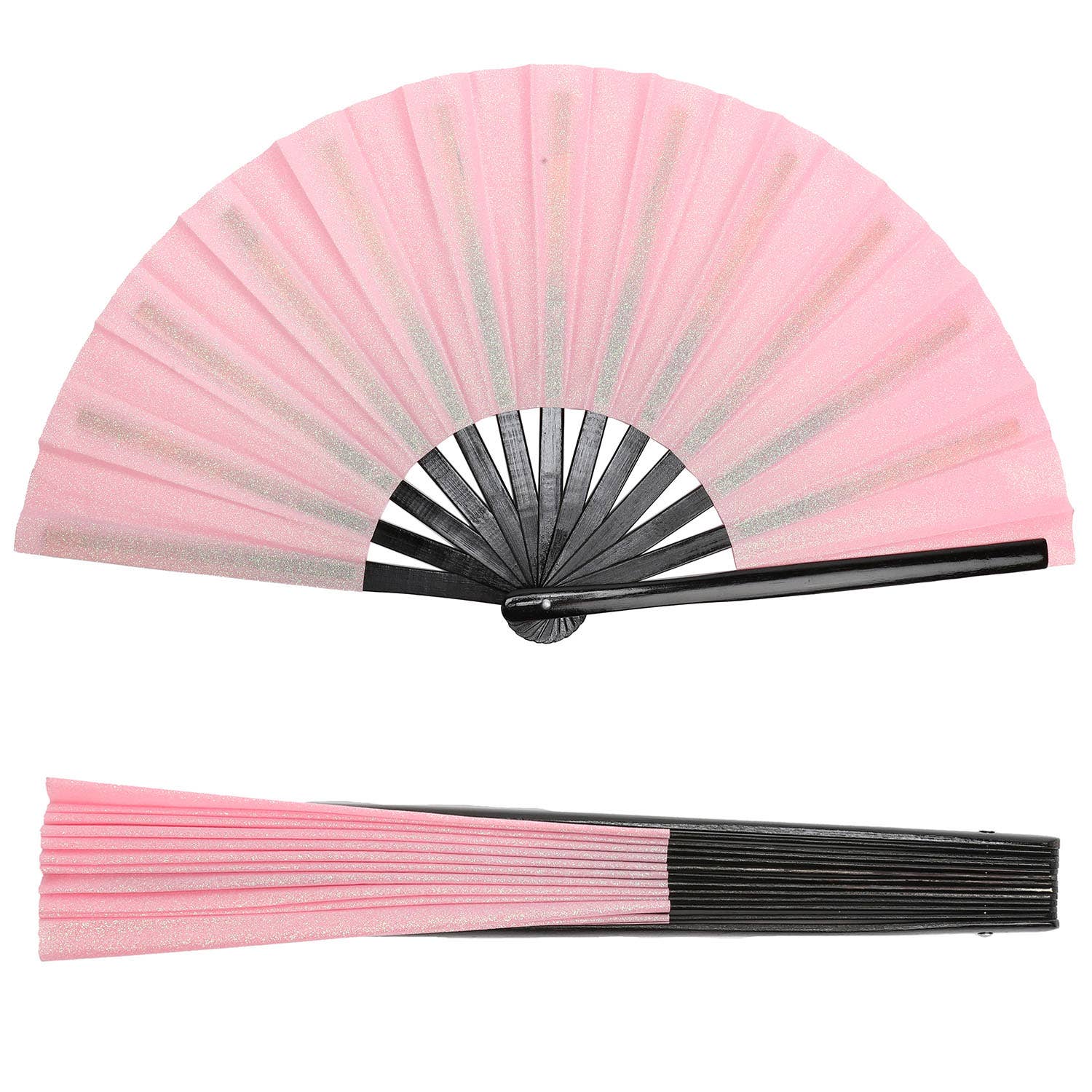 SP Sophia Collection - Wholesale Handheld Folding Fan - Glittered Nylon Fabric Folding Hand Fan3