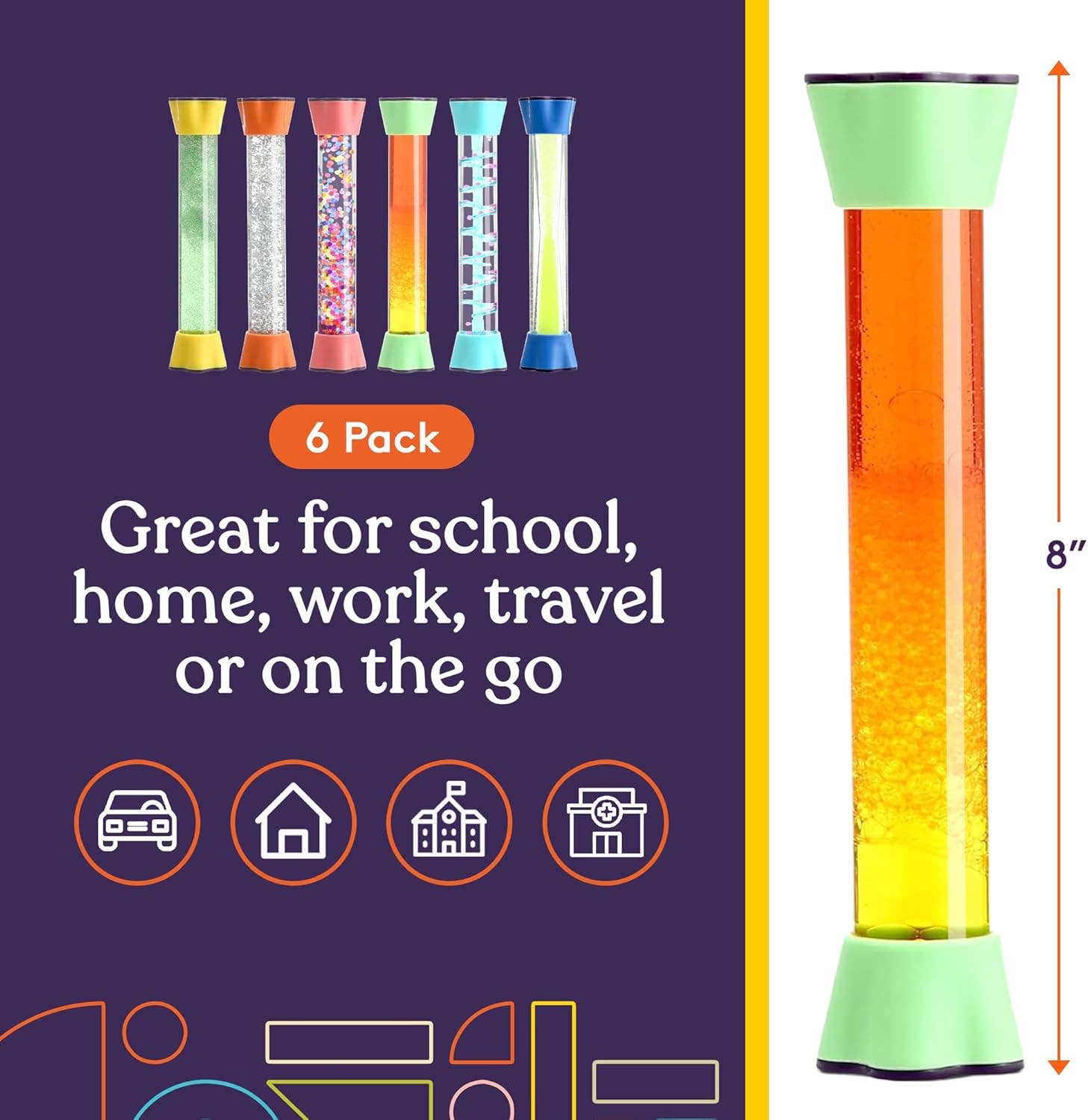 Special Supplies - Wholesale Fidget Toy - Kids - Special Supplies Liquid Motion Bubbler Toy Cool Tubes 6-Pack Colorful Hourglass Timer with Droplet Movement, Bedroom, Sensory Play, Cool Home or School1