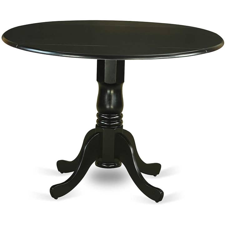 Dlav blk lc 5 Piece Drop Leaf Dining Table Set Black Faux Leather for wholesale on Faire3