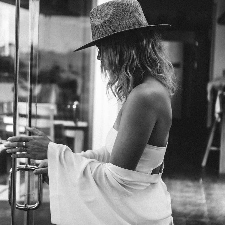 BLACK Coastline Natural Straw Fedora Hat | Beach & Travel Must for wholesale on Faire