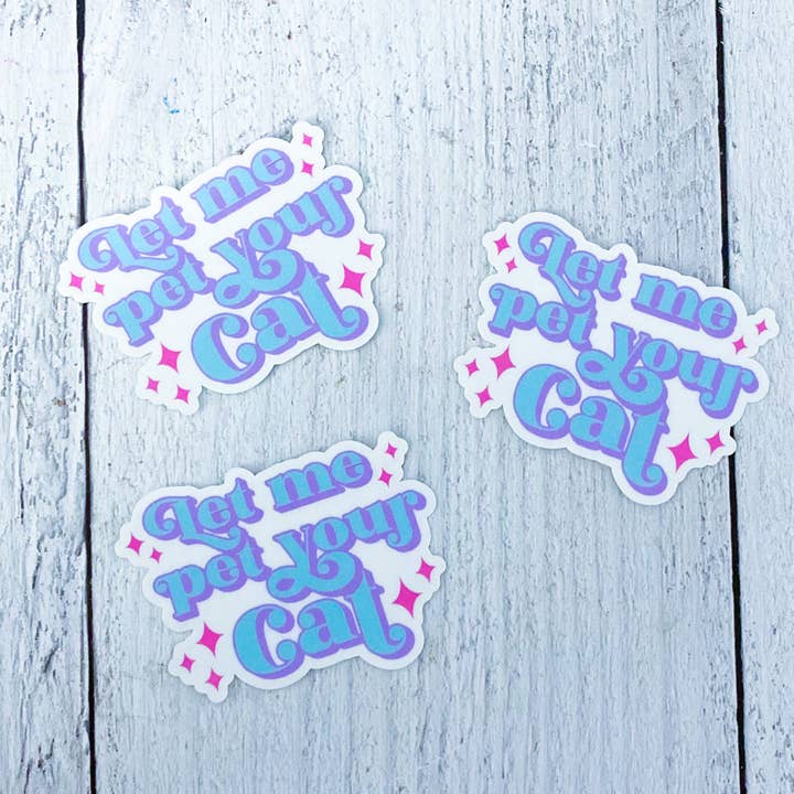 Pet Your Cat Sticker for wholesale by The Black Lab Soapery