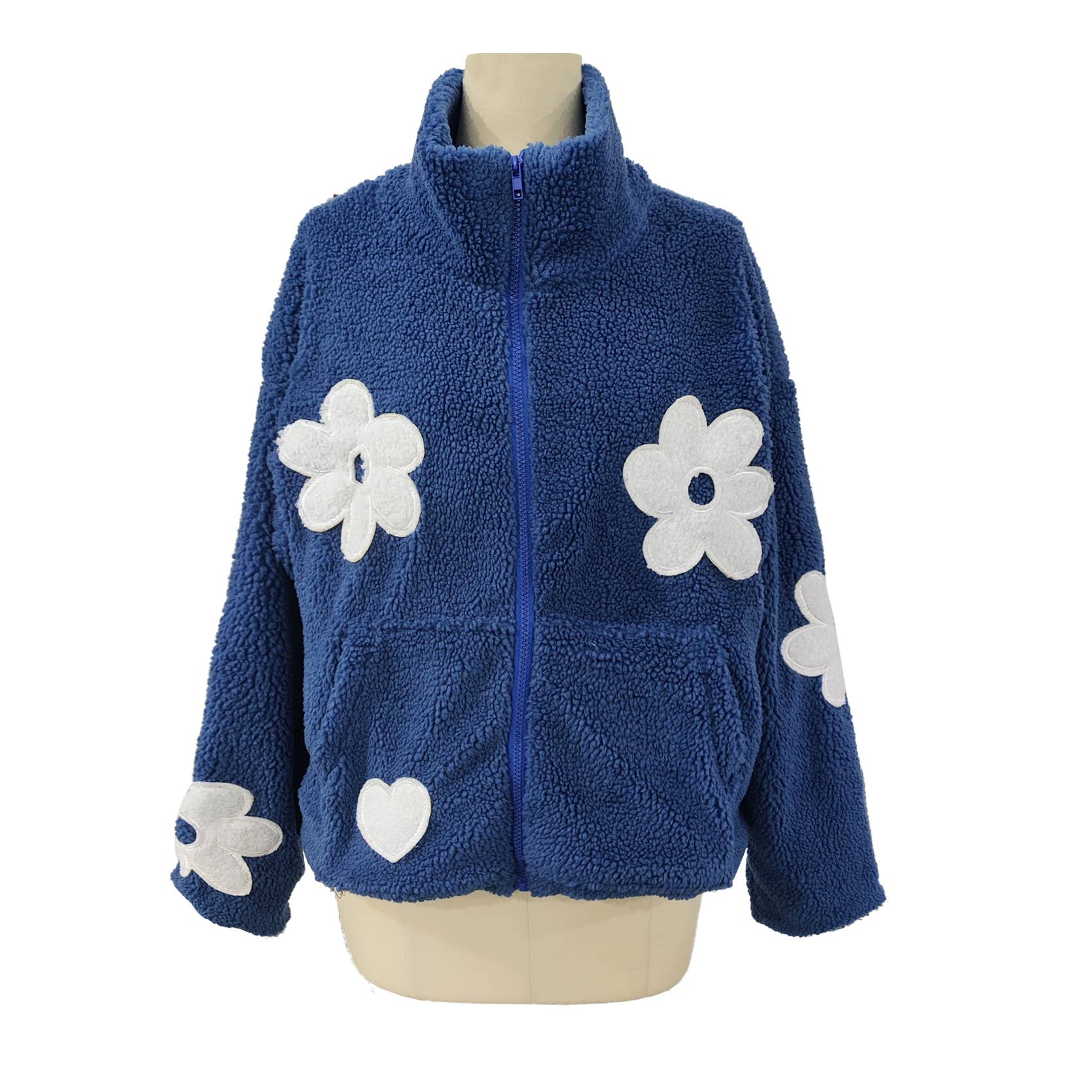 Rosa Clothing - Wholesale Coat - Women's - Fashion Contrasting Floral Slouchy Lambswool Coat1