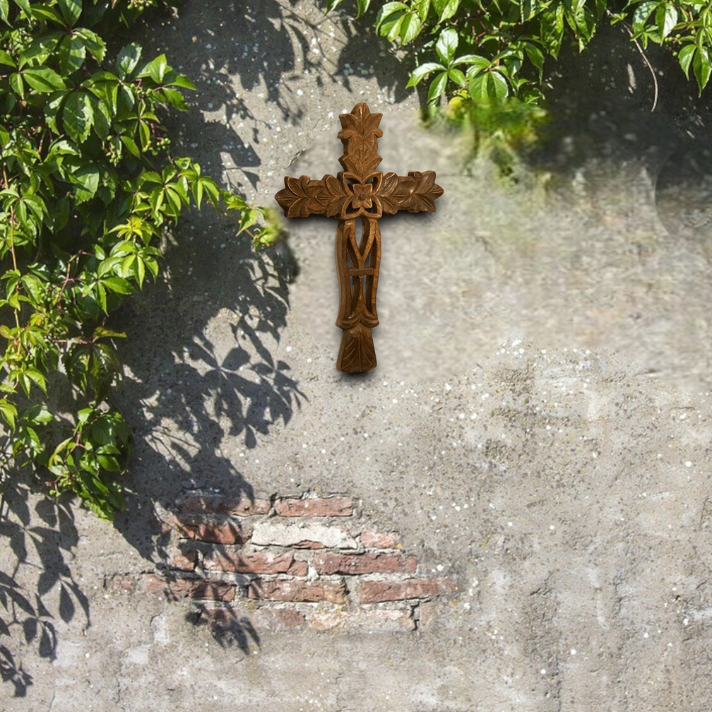 Wilco Home - Venta al por mayor Cruz de pared - Cruz de pared de madera tallada San Angelo2