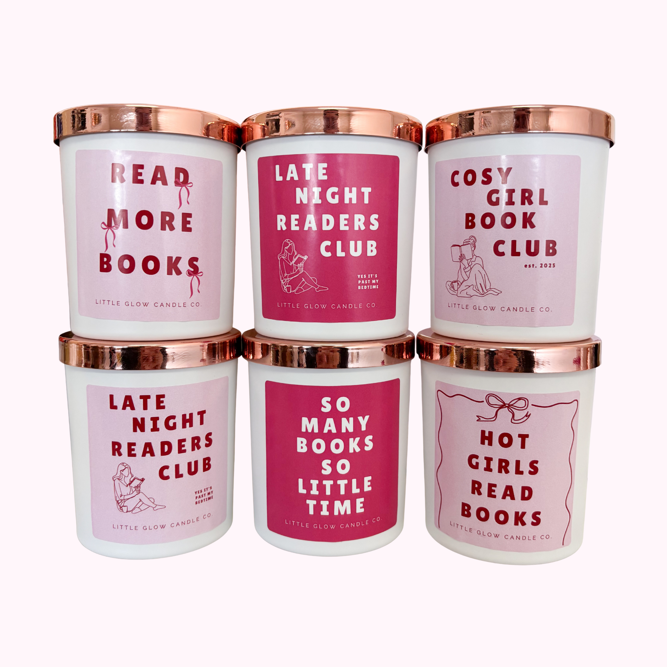 Little Glow Candle Co. - Wholesale Jar/Filled Candle - Book Lovers Pink Candle Bundle (Small)0