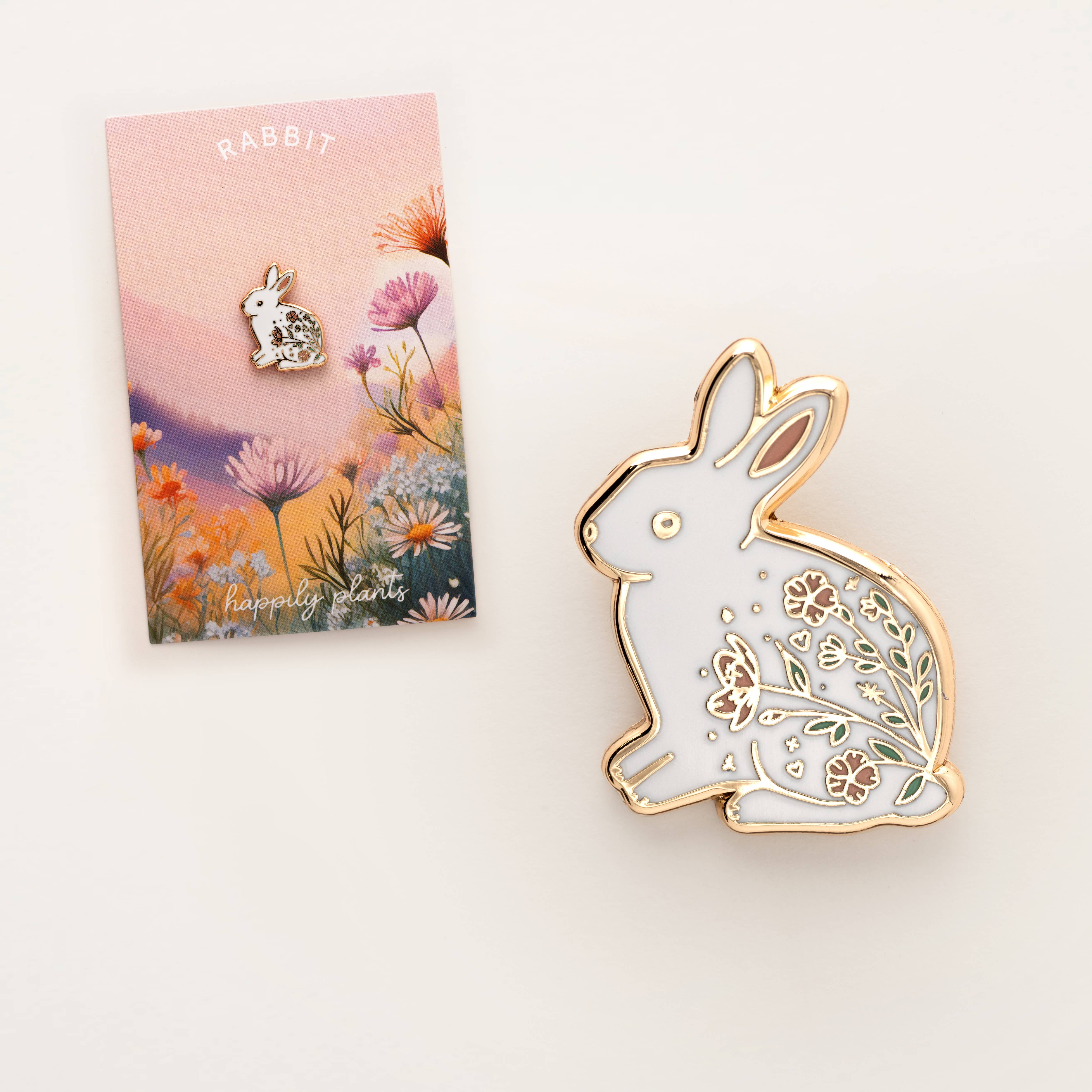 Happily Plants - Wholesale Lapel Pin/Button - Rabbit Lapel Pin, Bunny Garden Wildlife Gifts1