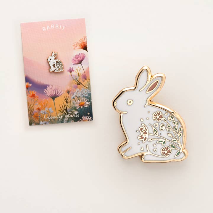 Happily Plants - Wholesale Lapel Pin/Button - Rabbit Lapel Pin, Bunny Garden Wildlife Gifts1