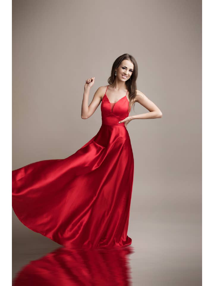 Eva & Lola - Epsilonn - Wholesale Gown - Women's - Long satin dress - HM2188