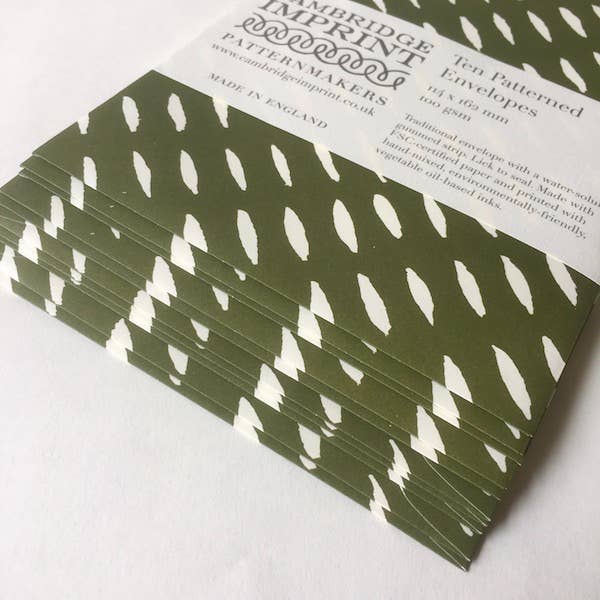 Cambridge Imprint - Wholesale Envelopes - Packet of Ten Patterned Envelopes Seed Olive1