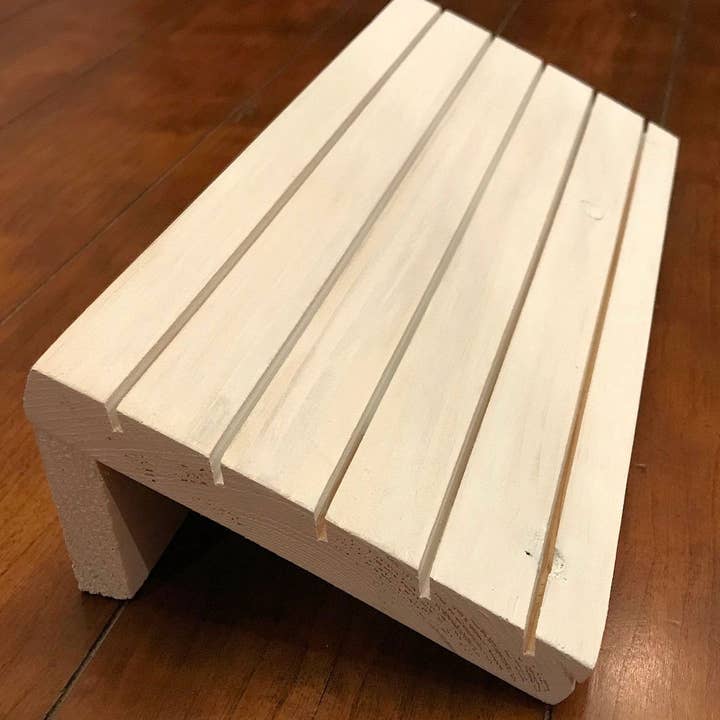 White Washed Pine Wood Earring Card Holder Stand for wholesale by Gifted Shop Works, LLC