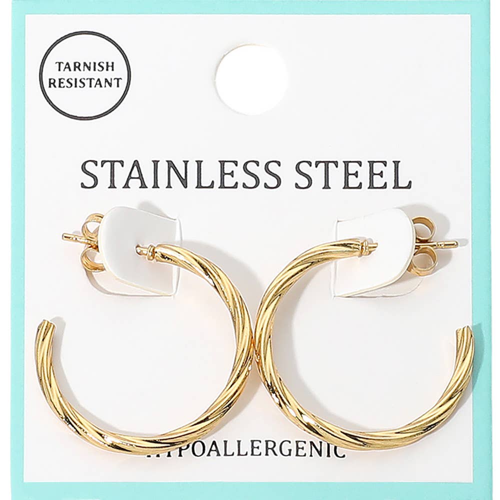 Sensibling Corp. - Wholesale Hoop Earrings - Twisted Stainless Steel Hoop Earrings
0