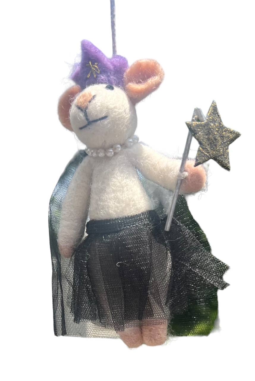 Giftsland – Großhandel Verzierung – Filzornament mit Maus im Feenkleid0