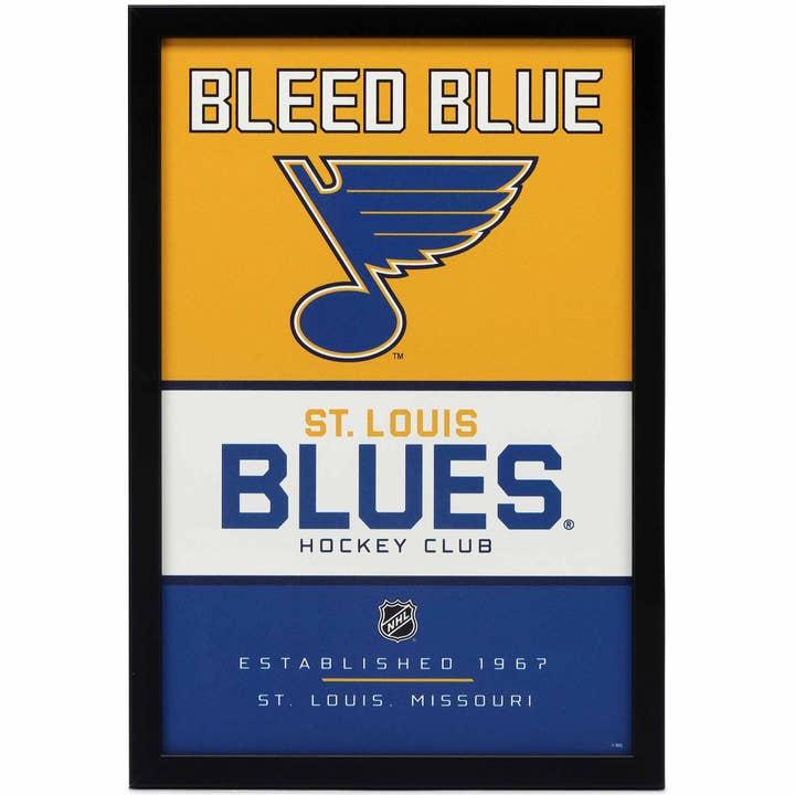 Open Road Brands, LLC - Wholesale Sign - St. Louis Blues Team Spirit Framed Wood Wall Decor