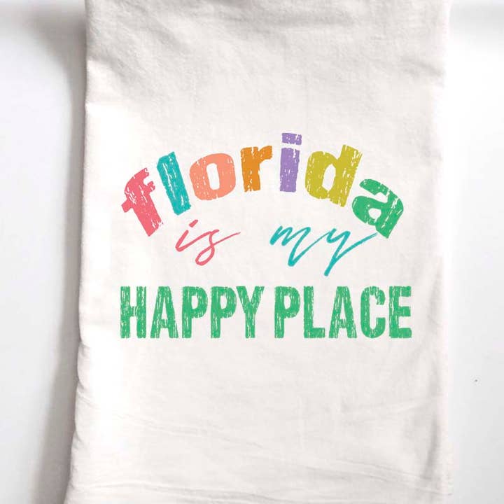 Aspen Lane - Wholesale Tea Towel - Happy Place (Summer) Custom City or Neighborhood Gift Towel