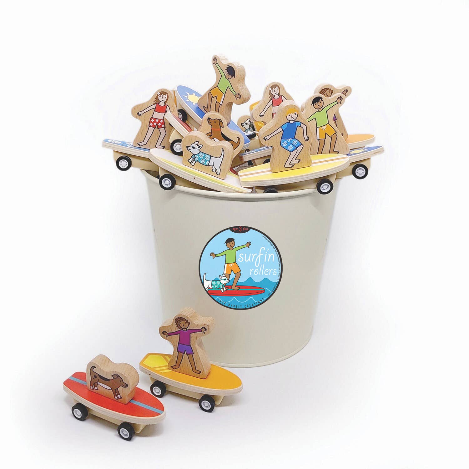 Jack Rabbit Creations - Wholesale Wood Toy - Kids - Pull Back Surfer Kids & Dogs Refill - Set of 241