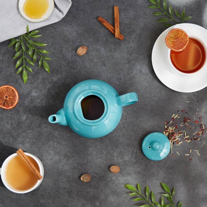 RSVP International - Wholesale Tea Pot - 16Oz Stoneware Teapot - Turquoise3