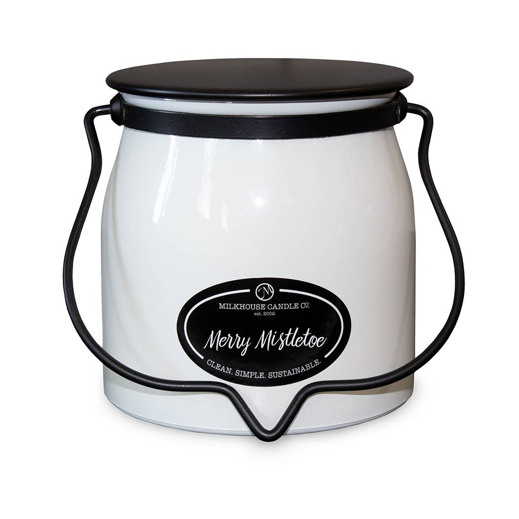 Milkhouse Candle Company - Wholesale Jar/Filled Candle - 16 oz Butter Jar Candle: Merry Mistletoe