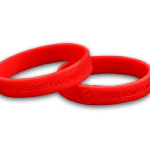 Child Size Red Anti-Bullying Silicone Bracelet Wristbands for wholesale by The Awareness Company