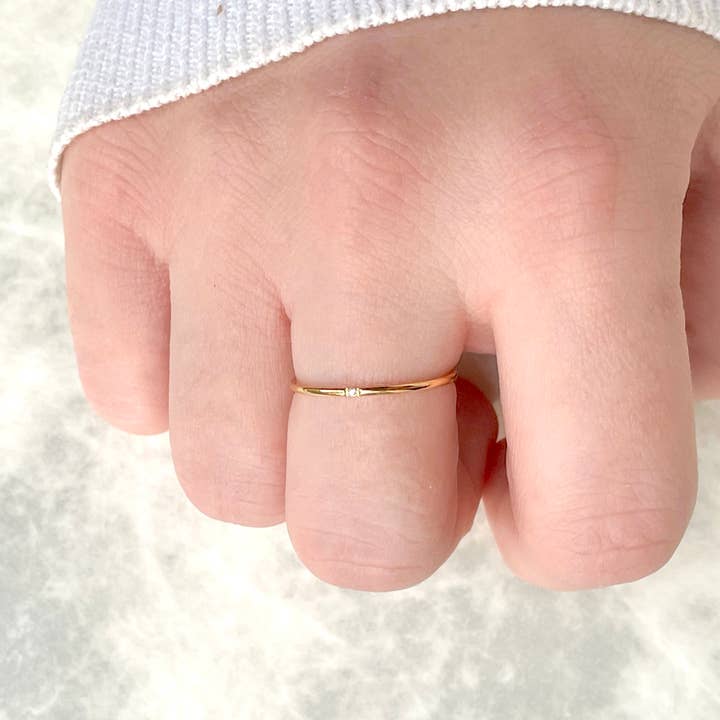 Blueyejewelry - Wholesale Band/Stacked Ring - Dainty Gold Ring - Waterproof Thin Gold Band - Diamond Ring