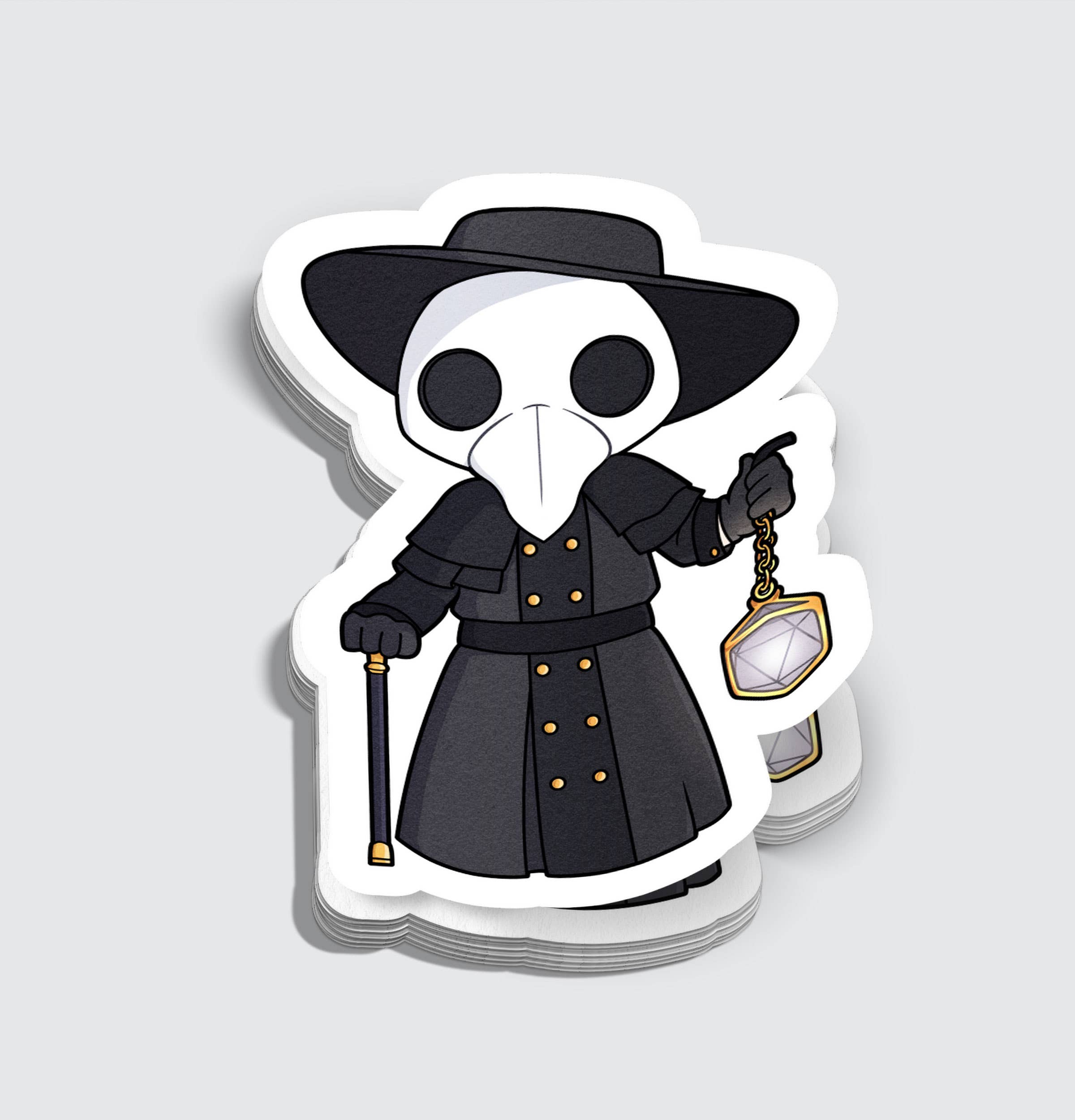 Mimic Gaming Co - Wholesale Sticker - Chibi Plague Doctor With D20 Lantern Sticker - 3"