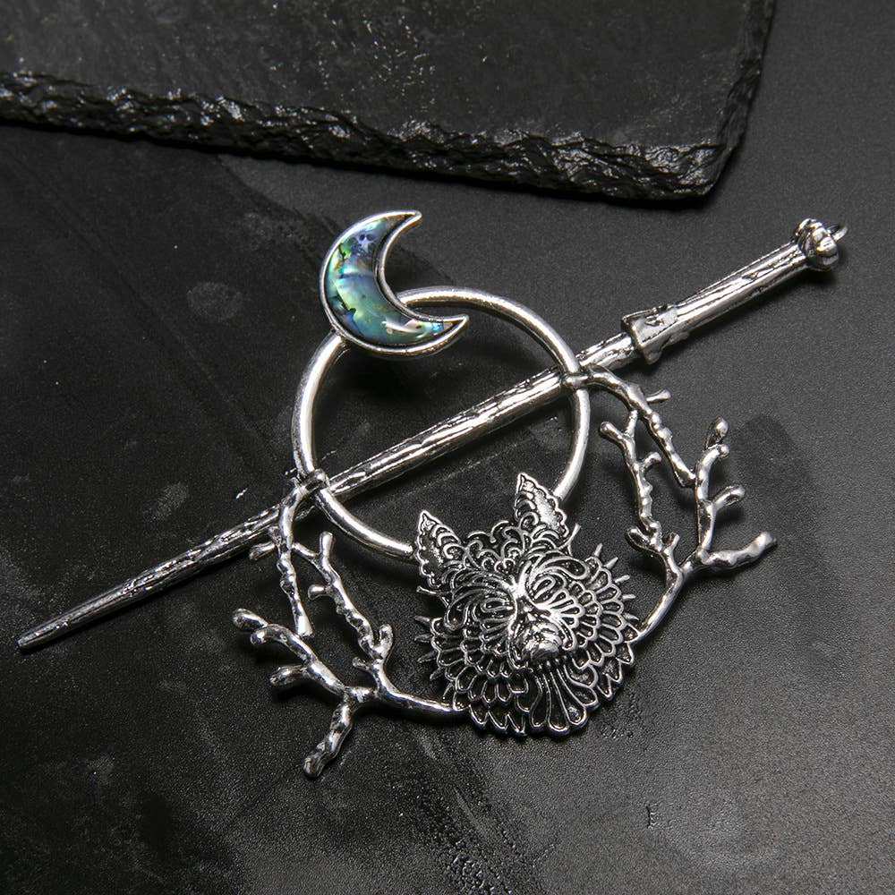Tourtiwi – Großhandel Haarnadeln – Gotische mystische Wolfskopf-Mond-Haarstäbe1