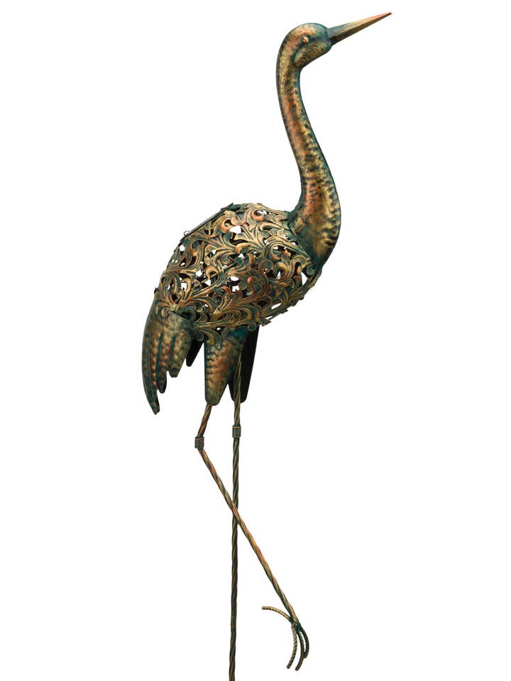 Solar Bird Stake - Crane for wholesale by Regal Art & Gift