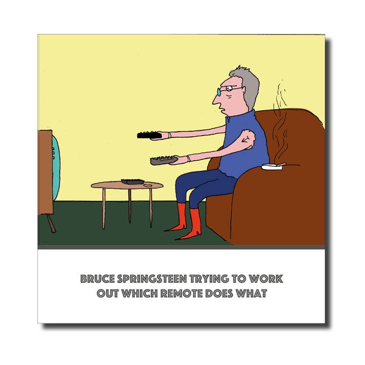 Roliga kändisars vardagskort - 'Bruce Springsteen' för wholesale av The Buddy Fernandez Card Company