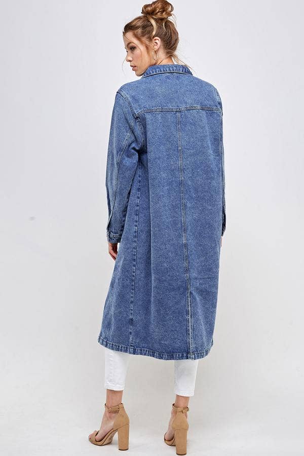 BLUE AGE – wholesale Denim jacket – Women's – Long Trench Coat Denim Jean Jacket (OPEN PACK)7