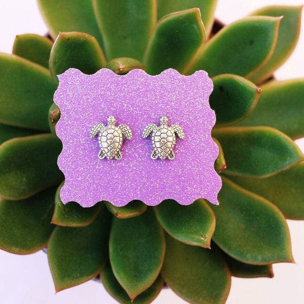 Silver Plated Sea Turtle Earring Studs for wholesale by bohemians closet