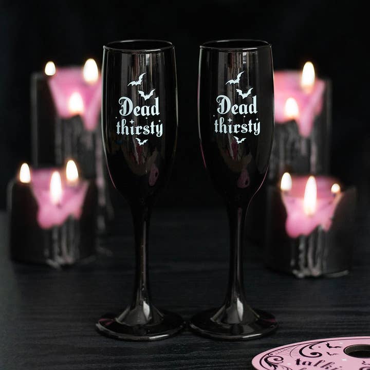 Something Different Wholesale - Wholesale Champagne Flute - Set of 2 Dead Thirsty Gothic Champagne Flutes