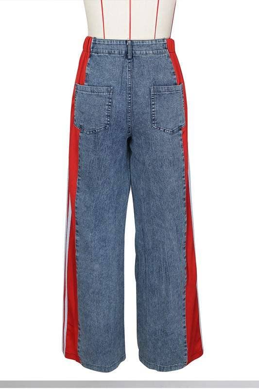 Queen Fashion - Vente Pantalon – femme - pantalon rayé à jambes larges13