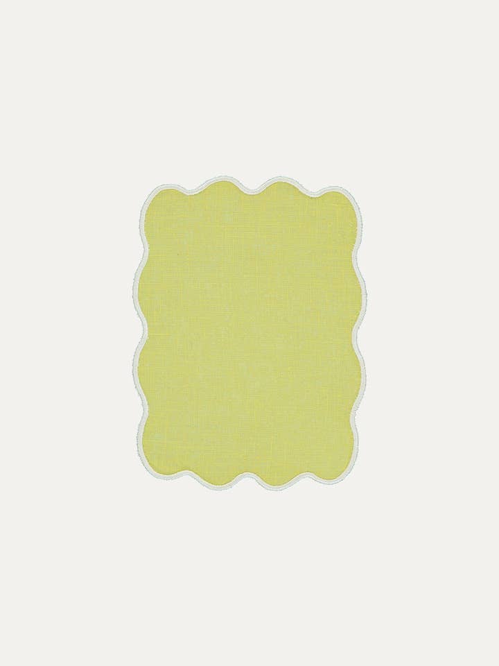 Serviette de Cocktail Palma Jaune avec Écru pour la vente par Mariaida Home