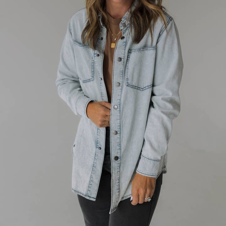 Heritage Denim Shacket | Womens for wholesale by Blaze Kids Wear