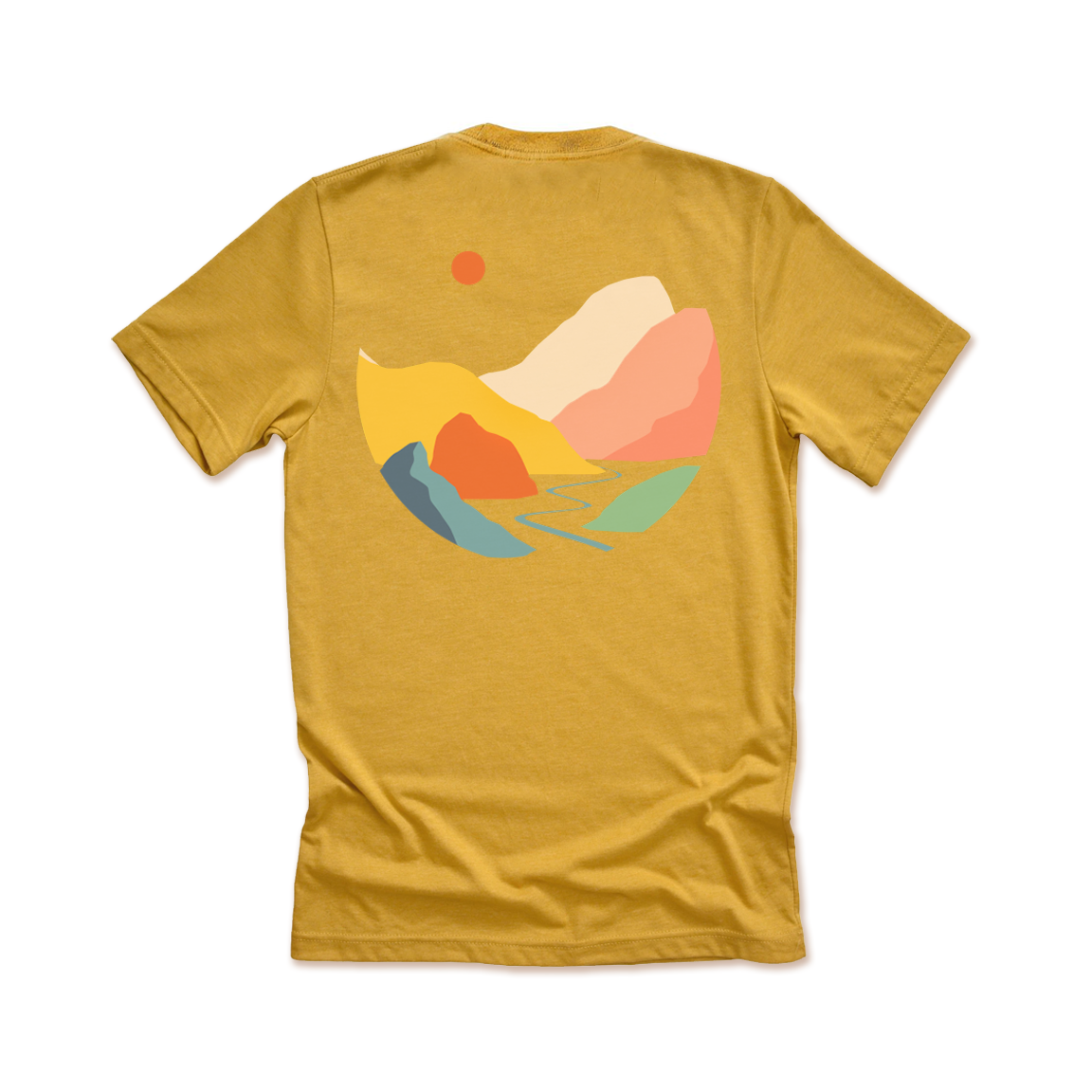 Mustard OTM I Colorful Mountains | Tee for wholesale on Faire0