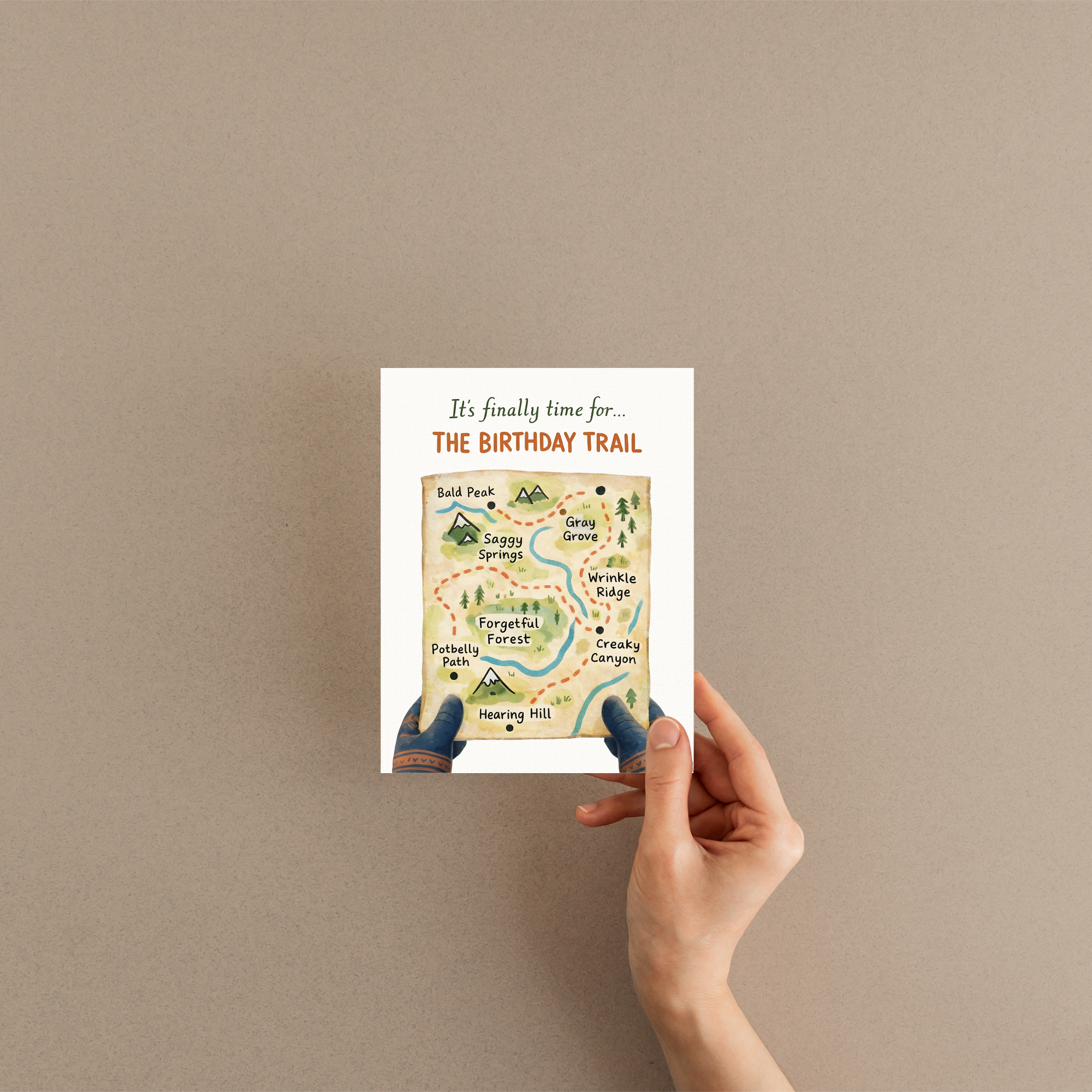 New Summits - Wholesale Birthday Card - Birthday Trail Map Card | Sarcastic Hiking Card 1