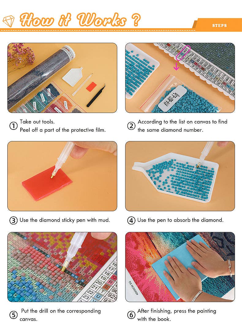 Paint Your Numbers - Wholesale Doe-het-zelf-knutselset - 10 Verschillende Landschap Diamantschilderijen17