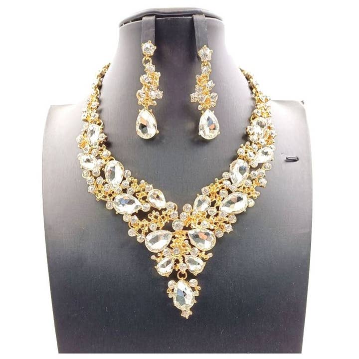 Diacly - Wholesale Jewelry Set - Vine Theme Casting Rhinestone Necklace Set2