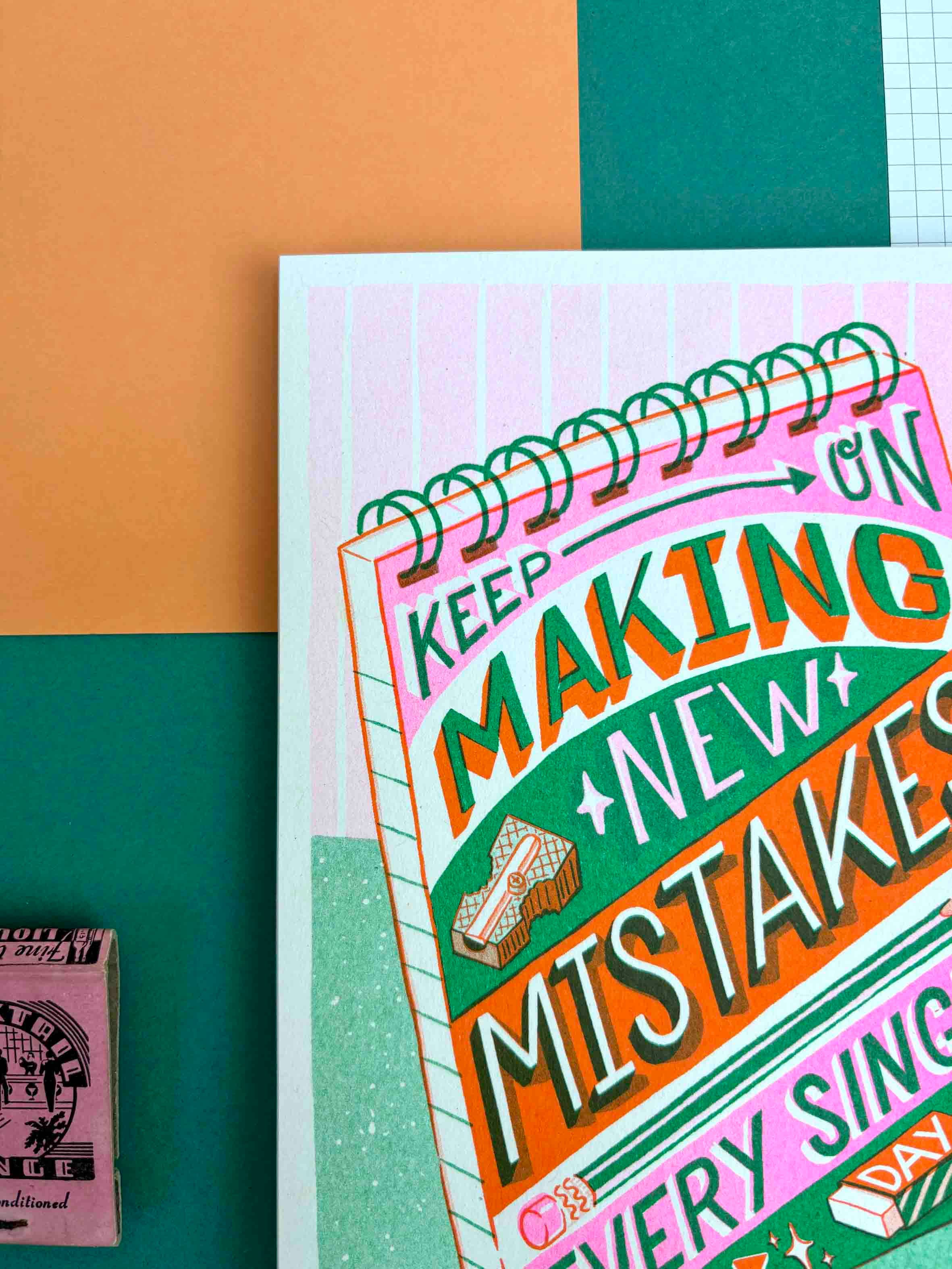 Jacqueline Colley - Wholesale Art Print - A5 Make Mistakes Risograph Print1