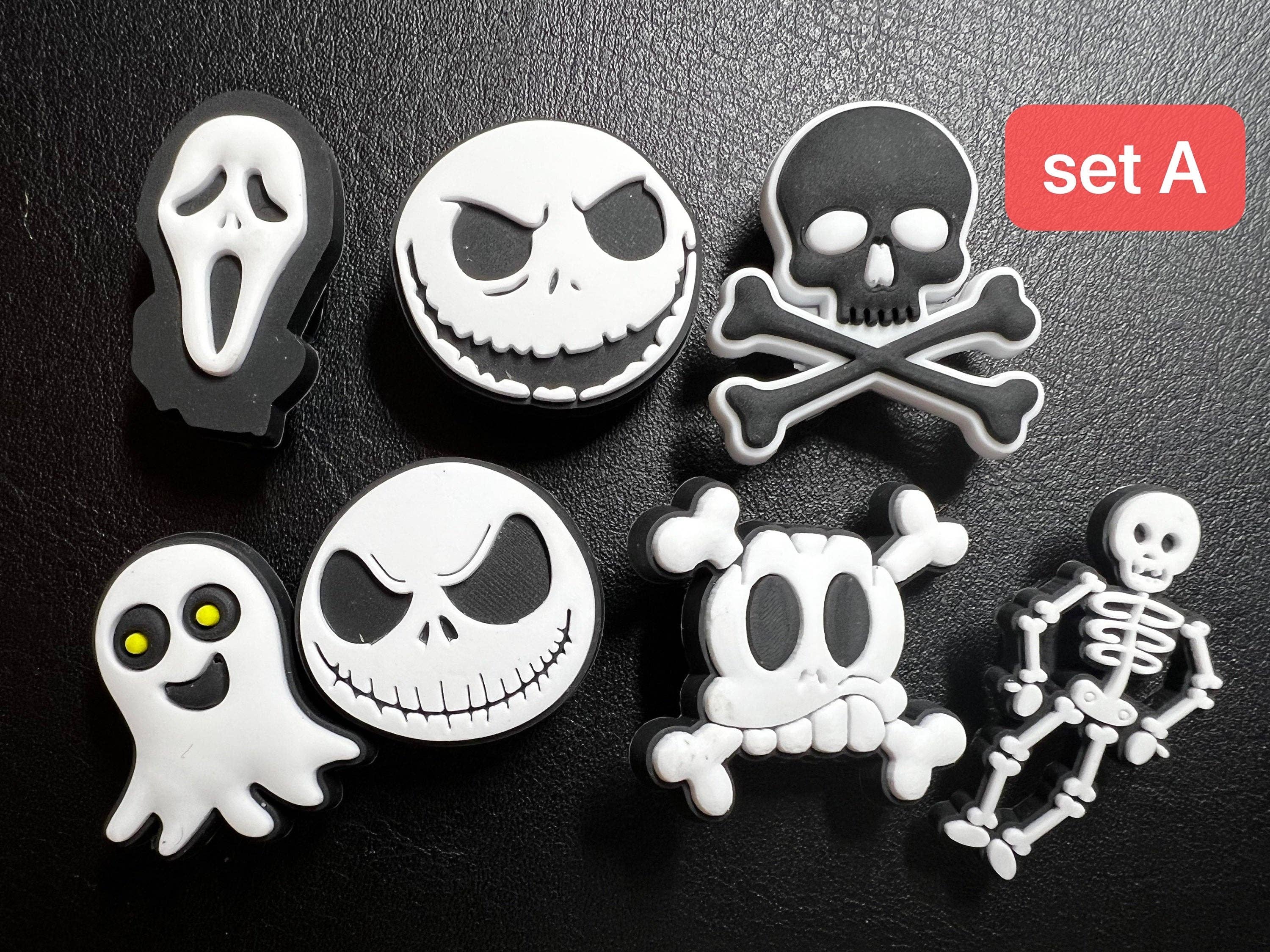 JuliesDecal - Vente Accessoire pour chaussures - Breloques Horror Skeleton Ghost, film d'horreur, citrouille, globe oculaire effrayant, design de chaussures d'Halloween, meilleure qualité2