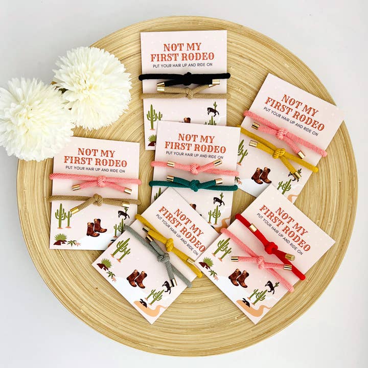 Tiny Gift Society - Wholesale Hair Tie - Not My First Rodeo Double Hair Tie - Western Cowboy Cowgirl2