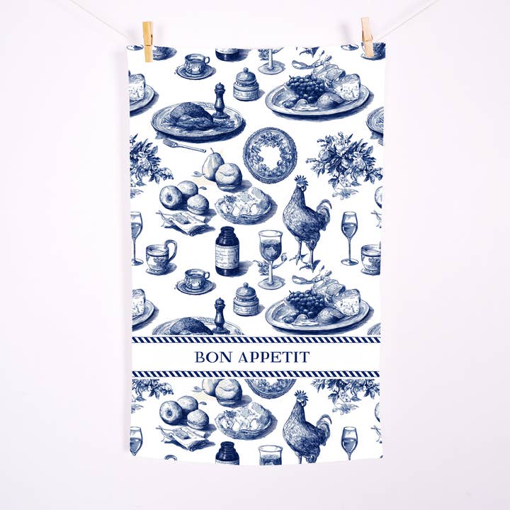 Paño de Cocina de Lino - Bon Appetit Toile de Jouy para venta al por mayor de NorraVilla